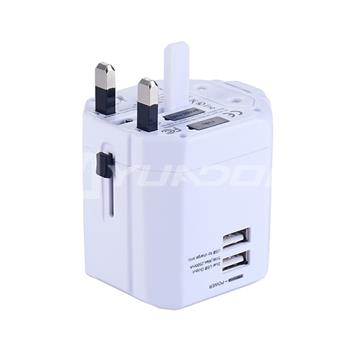 Universal World Wide Travel Charger Adapter International Plug with Dual USB Ports CE Approval 02