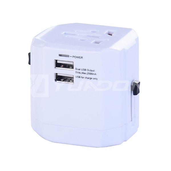 Universal USA to UK Travel Charger Adapter International Plug with Dual USB Ports CE Approval