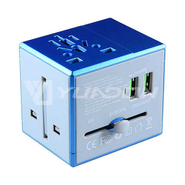 Dual USB Universal Travel Adapter with USA / Australia / Europe / UK Plug International Power Worldwide Universal Travel Adapter 