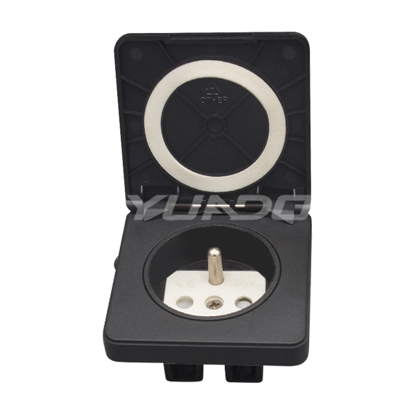60x60mm France Waterproof Power Socket 250v ac IP54 Outdoor Waterproof Outlet with Square Cover