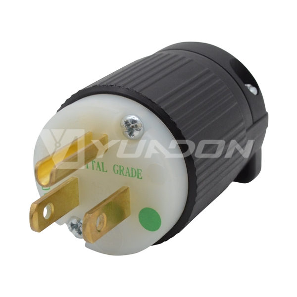 15 Ampere-125 Volt Hospital Grade Plug NEMA 5-15P medical plug hospital grade power plug