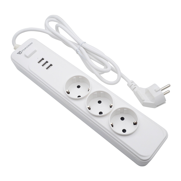 YDP-09 3 way eu power strip with 3 usb