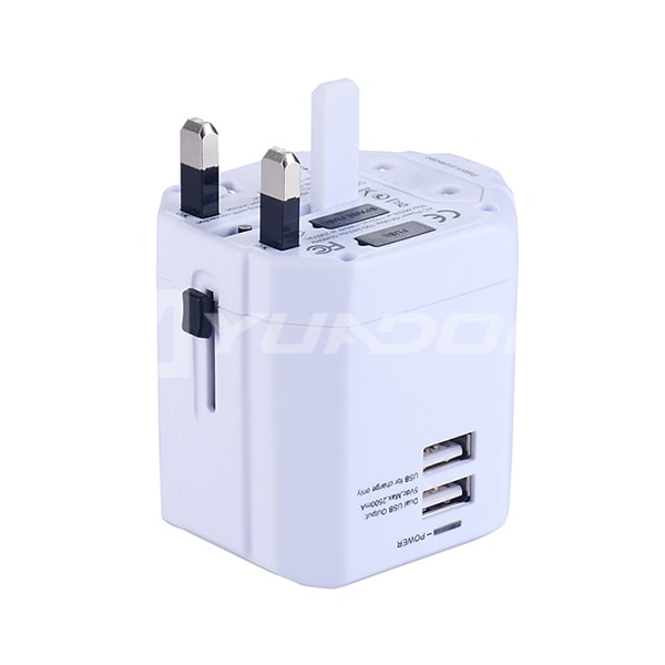 Universal World Wide Travel Charger Adapter International Plug with Dual USB Ports CE Approval 02