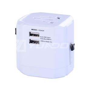 Universal World Wide Travel Charger Adapter International Plug with Dual USB Ports CE Approval