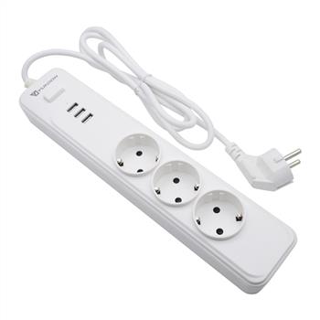 3 way eu power strip with 3 usb