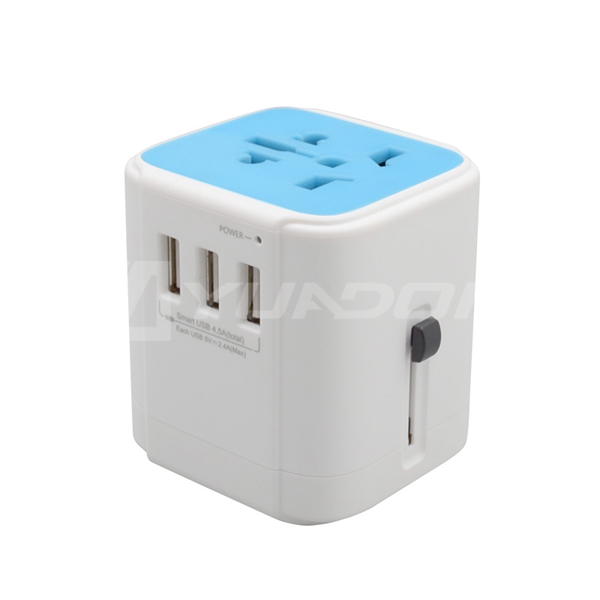 Universal Travel Adapter with 3 USB Ports Electric Power Adaptor with AUS US UK EU Plug