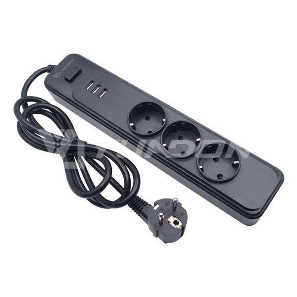 3-Way Germany Power strip with usb port