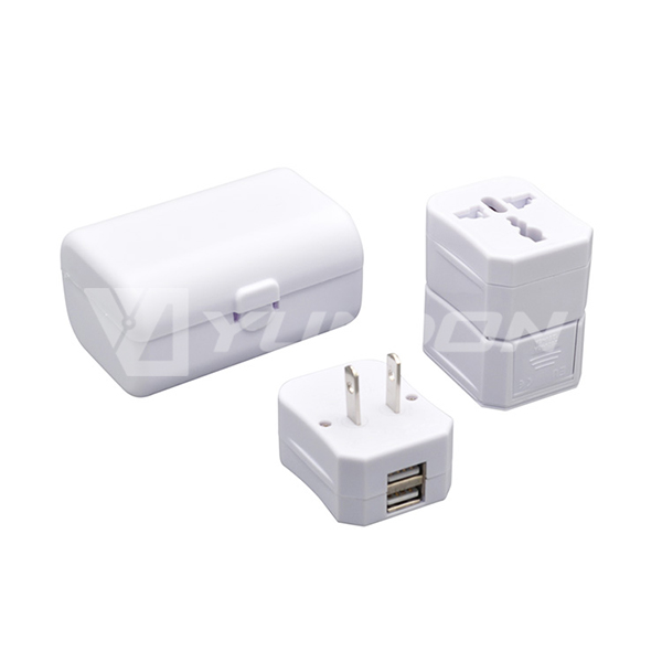 Worldwide Travel Adapter with Case UK / AUS / USA / EURO Power Plug Socket USB Charger 03
